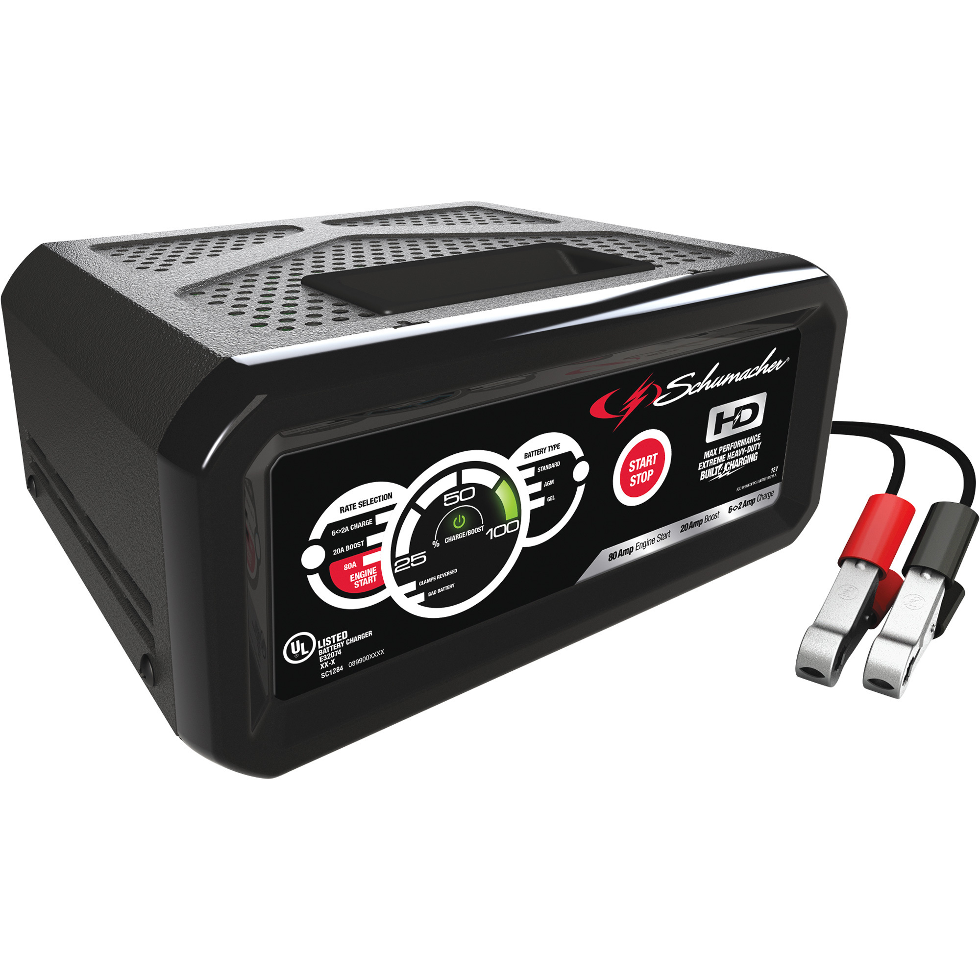Schumacher Battery Charger/Trickle Charger/Desulfator/Booster/Engine Starter, 12 Volt, 80/20/2 Amp, Model# SC1306